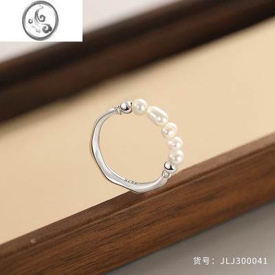 JiMi珍珠竹节s925银戒指女生款食指尾戒轻奢小众设计高级感巴洛克小指