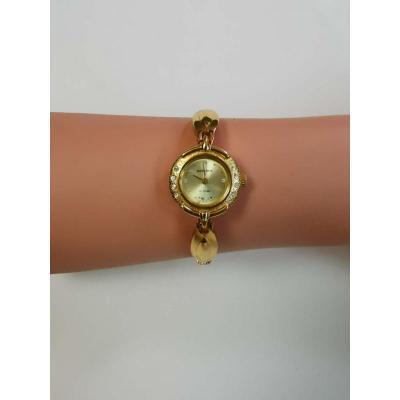 手表二厂生产宝石花库存24K镀金链条手动机械女表同款心形链条款