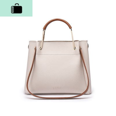 手提包大容量时尚斜挎包水桶包2020韩版新款学生名牌包包女NEW LAKE 米白色