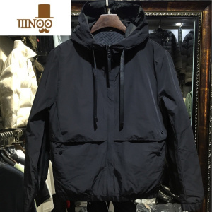 YANXU秋季网红新款纯色工装外套男士潮流韩版连帽净版百搭青年修身夹克
