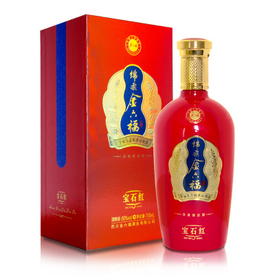 金六福旗舰店-金六福宝石红50度750mL单瓶浓香型川酒纯粮食白酒婚庆喜宴喜酒