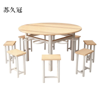 苏久冠餐桌学校食堂小吃店快餐桌椅饭堂橡木色圆桌1200*750[含椅]