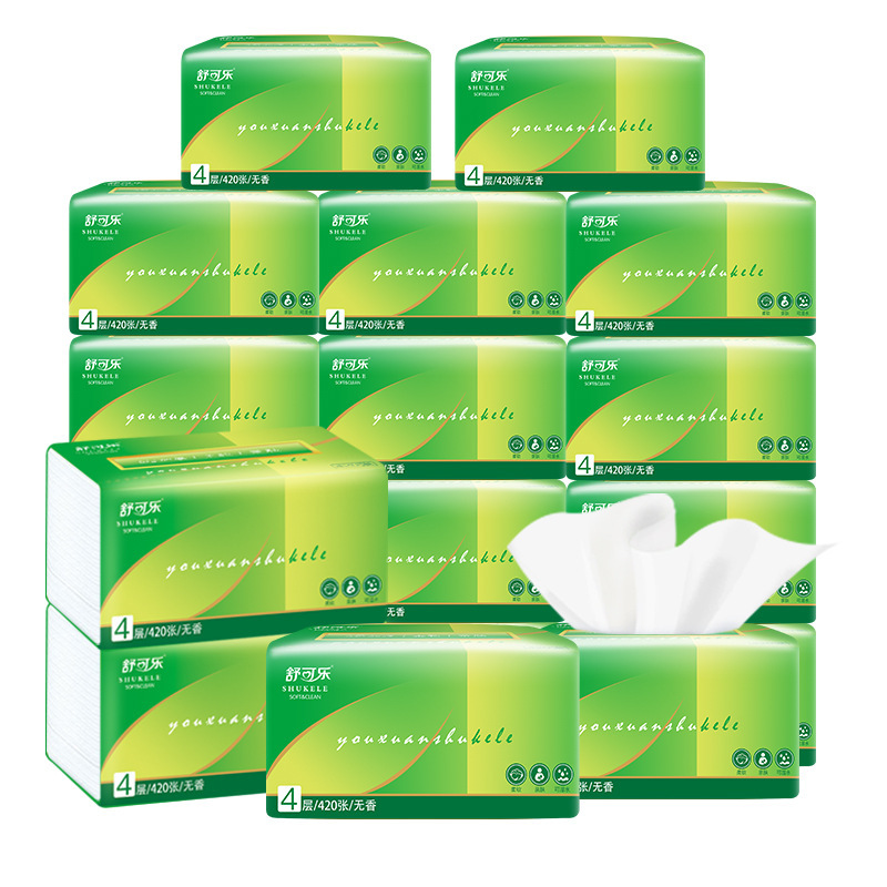 舒可乐抽纸餐巾纸擦手纸单包420张大包家庭实惠装卫生纸巾1包