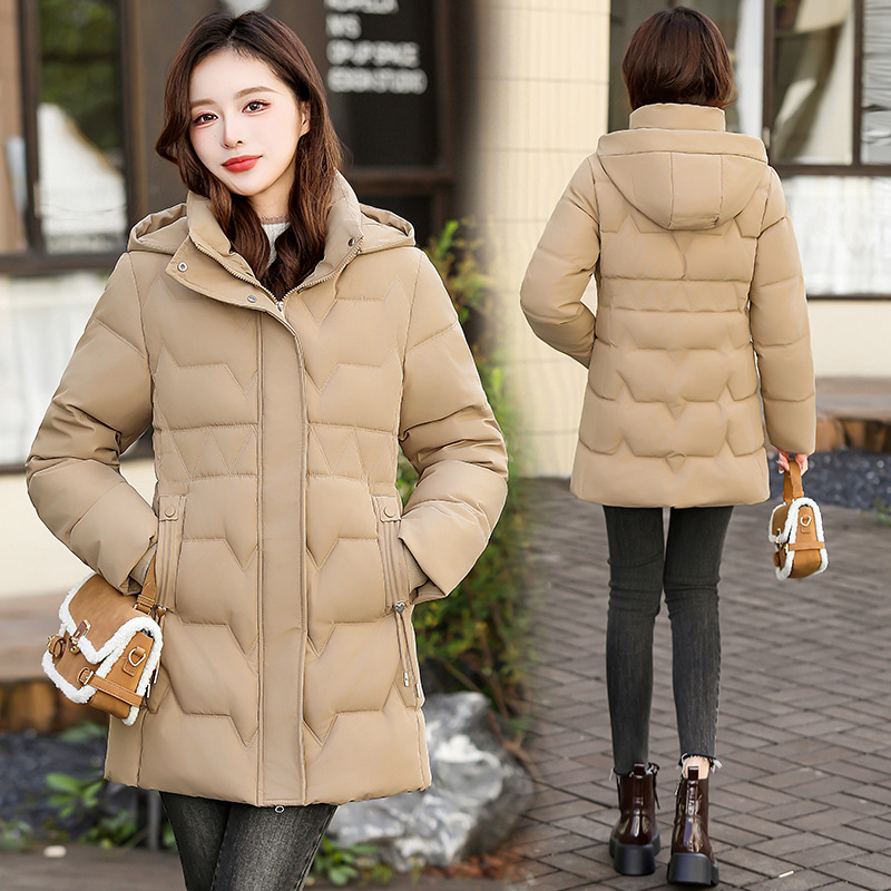 欧洲站女士棉衣棉服冬季新款时尚百搭连帽宽松简约女外套