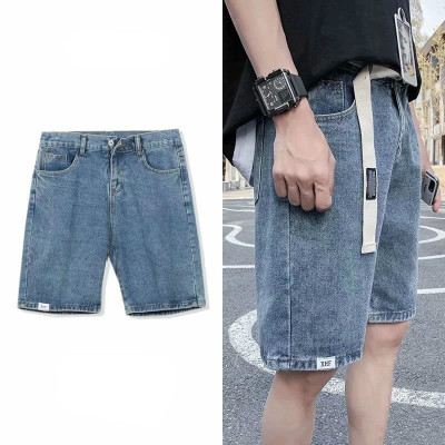 港风夏季潮牛仔裤短裤男宽松百搭直筒五分裤韩版潮流学生休闲裤星尚影