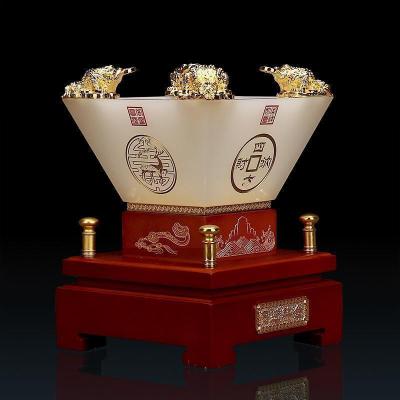 美帮汇琉璃玉四方金蟾摆件办公室摆设日斗进金工艺品