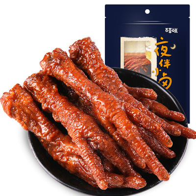 百草味虎皮凤爪160g袋夜伴小卤鸡爪鸡肉卤味特产夜宵办公室休闲食品网红零食童年小吃送女友男友