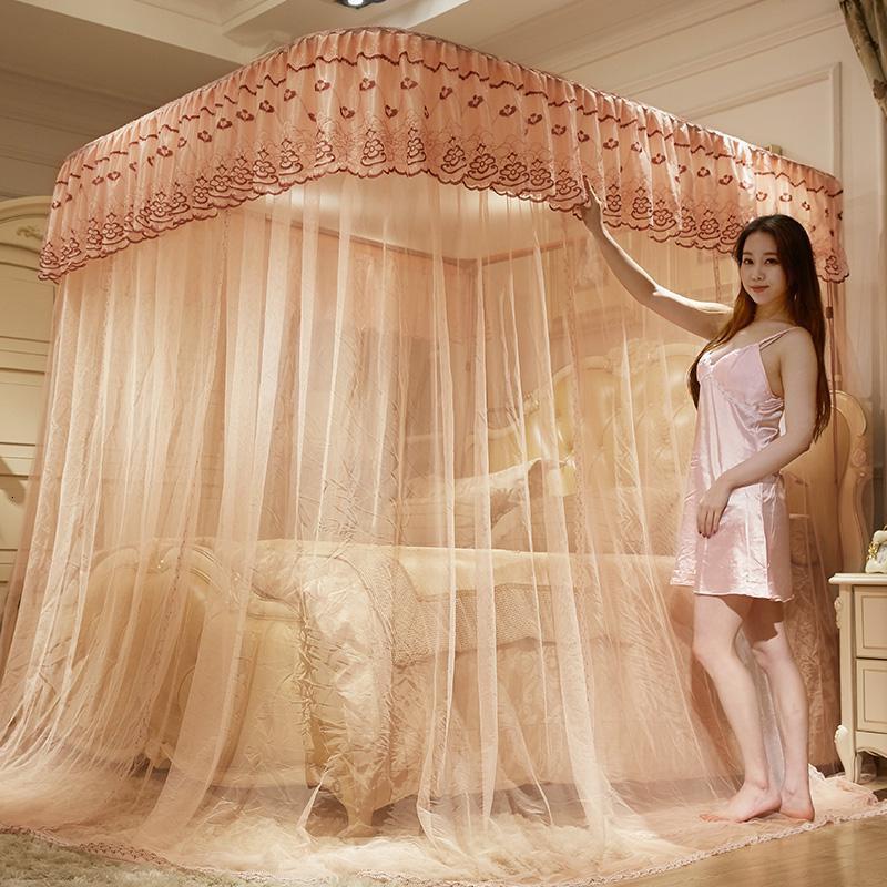 家柏饰(CORATED)2026新款u型伸缩轨道导轨蚊帐1.8m床双人家用1.5m加密加厚公主风