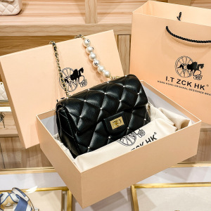 MKJ时尚真皮女士包包女包百搭小香风菱格链条包女2023新款高级感斜挎单肩包包