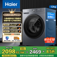 海尔(Haier)初色系列 12公斤 变频 滚筒洗衣机 超薄 巴氏除菌 大筒径 1.21洗净比 XQG120-L52D1