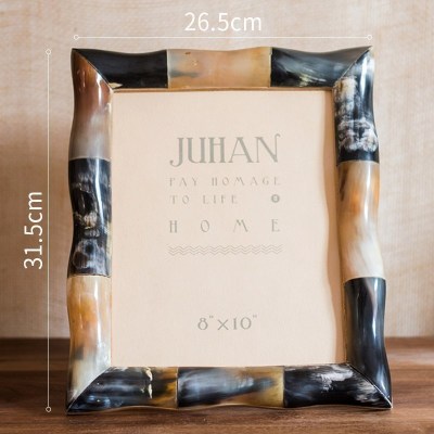 美帮汇印度牛角牛骨相框 手工艺术摆件桌面装饰 样板间 印度进口牛角相框(竹节5*7“) 其他尺寸