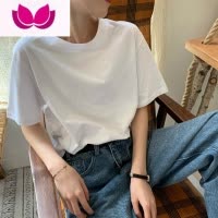 七斓美式复古辣妹正肩独特别致宽松上衣女春高级感白色短袖t恤女夏季