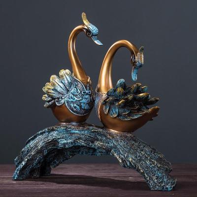 美帮汇天鹅摆件欧式家居家装饰品客厅新婚结婚酒柜创意电视柜