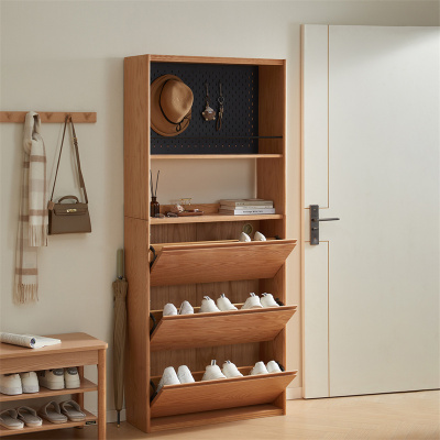 全友家居入户进门口翻斗实木鞋柜客厅小户型靠墙玄关置物架