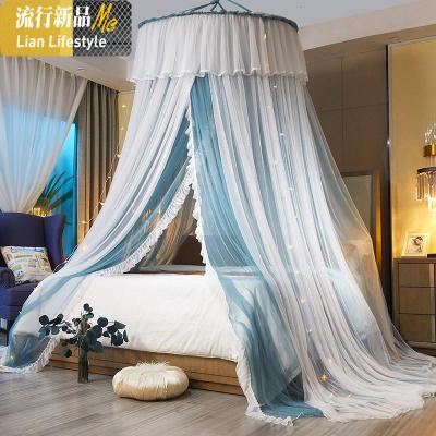 新款小清新1.2米床1.8m家用1.5m2米公主风免安装双层吊挂圆顶蚊帐 三维工匠