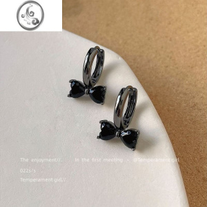 JiMi暗黑系~洛丽塔锆石蝴蝶结耳扣个性ins甜酷风耳饰工厂耳环饰品女 LM-795锆石蝴蝶结