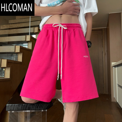 HLCOMAN火龙果色短裤男夏季宽松潮牌痞帅休闲马裤美式复古运动五分裤
