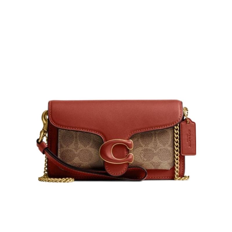 蔻驰(COACH)女士涂层帆布真皮斜挎包多功能口袋可拆卸腕带链带日常通勤小包