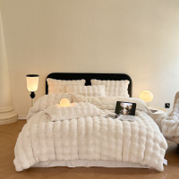 雅鹿兔毛暖绒四件套 冬季加厚保暖床单被套 亲肤抗静电双人床上用品