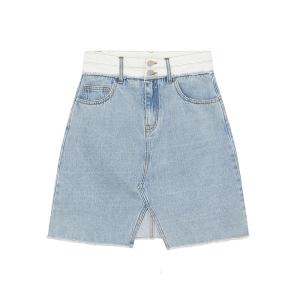 [2件2折价:59]美特斯邦威女基本拼色双扣装饰牛仔半裙