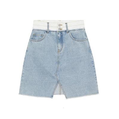 [2件2折价:59]美特斯邦威女基本拼色双扣装饰牛仔半裙