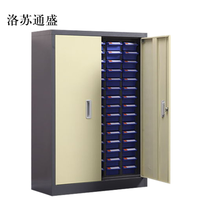 洛苏通盛文件柜抽屉式工具收纳柜75抽蓝色带门小号抽屉