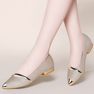 盾狐尖头女鞋新款春秋百搭韩版套脚小皮鞋女单鞋女士平底鞋利德尚品88073