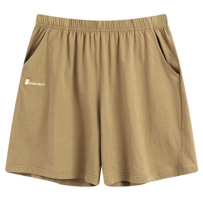 申本夏季休闲裤男士短裤纯棉宽松中裤度假青年沙滩裤运动裤韩版五分裤子5分潮流2019短裤卡其L