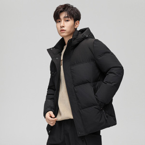 羽绒服男士新款连帽防寒保暖上衣冬季情侣款拼色休闲加厚男装外套