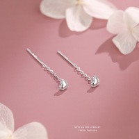 甜美仙女风爱心耳线女s999纯银小巧精致温柔百搭耳饰足银流苏耳钉送女朋友老婆情人节七夕生日礼物