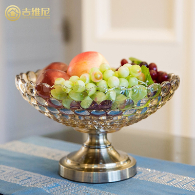 新款美式现代简约装饰品家居摆件客厅样板房工艺玻璃水果盘欧式摆设惠恩HuiEn其他