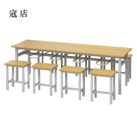 寇店餐桌8人学校食堂小吃店快餐桌椅饭堂防火板桌2200*600*750[含椅]