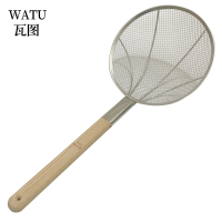 瓦图 不锈钢木柄漏勺 捞面炸篱 米线罩漏面条 长柄捞篱 4目油炸网 28cm 2个装 组