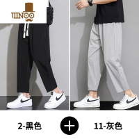 YANXU冰丝长裤男夏季薄款速干休闲运动卫裤简约纯色小西裤直筒阔腿裤子