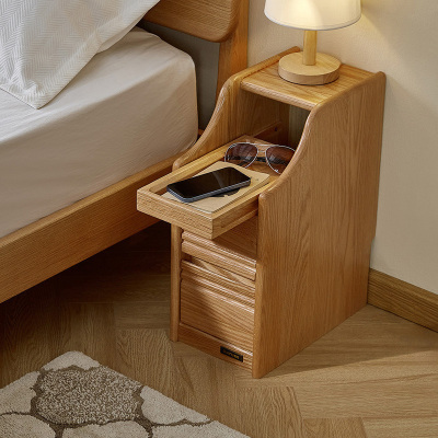 全友家居 卧室落地床头柜收纳储物柜家用全实木床头置物柜家具