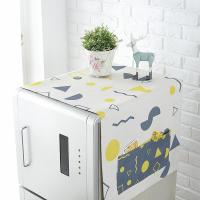 北欧风格滚筒洗衣机罩盖布单开双开冰箱盖巾防尘罩棉麻布艺 随机几何 双开门冰箱盖巾(70*170cm)