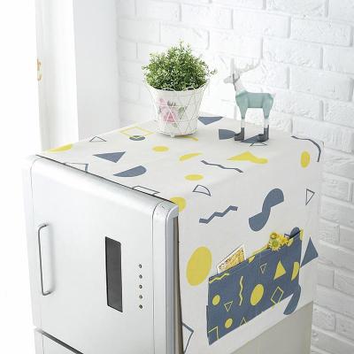 北欧风格滚筒洗衣机罩盖布单开双开冰箱盖巾防尘罩棉麻布艺 随机几何 双开门冰箱盖巾(70*170cm)