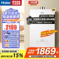 海尔(Haier)燃气热水器天然气家用无级变频水伺服恒温五段微火七重净水健康洗智能KE5 16升[下置风机+轻音低噪]