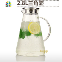 2.8L耐热防爆特大容量玻璃冷水壶家用超大号可高温凉水壶水杯扎壶 FENGHOU 2.8L三角壶+6圆趣杯
