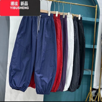 YIBUSHENG2024季新款薄款凉感速干休闲裤女宽松显瘦百搭束脚灯笼裤九分裤