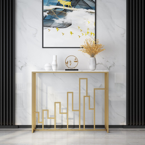 森美人新中式大理石玄关桌子靠墙边窄桌几案长条现代简约走廊轻奢玄关台