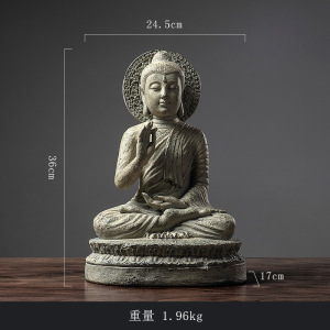 添福运 树脂摆件禅意佛像工艺品家居客厅电视柜酒柜装饰品玄关现代简约家居客厅酒柜小装饰品摆件办公室装饰品禅意佛像摆件