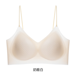 猫人凉感冰丝吊带内衣女士细肩带无痕美背超薄聚拢背心式文胸罩