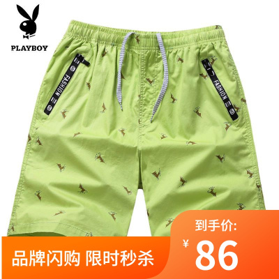 花花公子品牌直营-运动短裤男含棉五分裤休闲宽松大码沙滩裤外穿裤衩韩版潮夏季