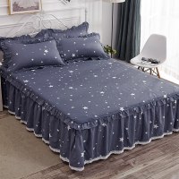 美帮汇全棉床罩床套防滑床裙式单件全棉保护防尘罩1.5米1.8m床单1三件套 魔力时代 150x200[床裙+2个枕套]