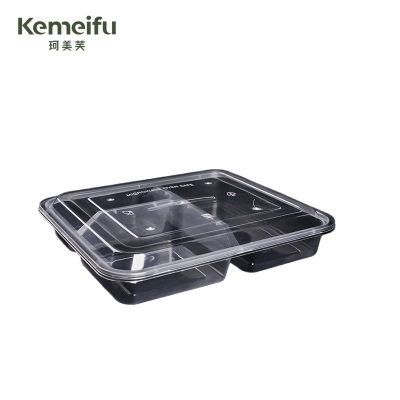 珂美芙 食品级加厚餐盒一次性餐盒 三格 个