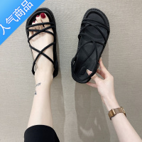 SUNTEK仙女风平底沙滩罗马鞋2022夏季新款外穿网红ins潮百搭露趾凉鞋潮