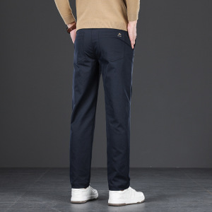 轻奢男装秋冬新款高品质简约百搭修身直筒纯色中年商务休闲裤男士