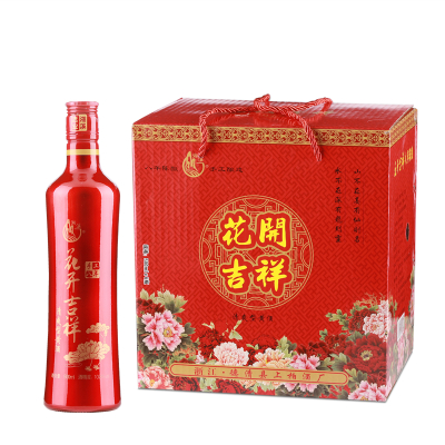 六瓶礼盒装湘溪绍兴风味黄酒花开吉祥手工八年陈酿黄酒500ml*6