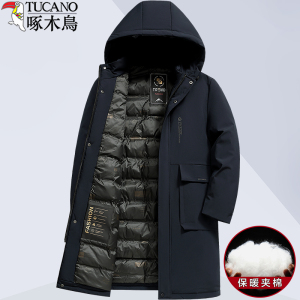 啄木鸟长款棉衣中年冬装外套男爸爸加厚棉袄子中老年2025新款衣服